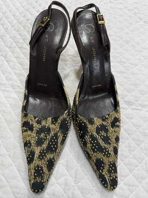 St John’s Leopard Print Sling Back Shoes 5 1/2 Excellent Condition - Image 1 of 4