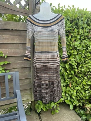 M Missoni Striped Knit Wool Blend Dress Multicolor 3/4 Sleeve It 44 - Image 1 of 4