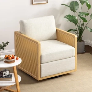 Premium Rattan Swivel Accent Chair - Comfortable Single Sofa for Living Room ... - Picture 1 of 6