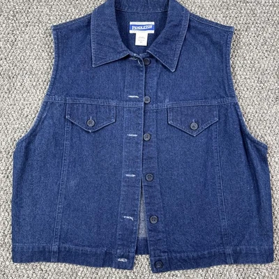 Vintage Pendleton Knockabouts Blue Denim Button Up Vest  Women's 10 Dark Wash - Image 1 of 4