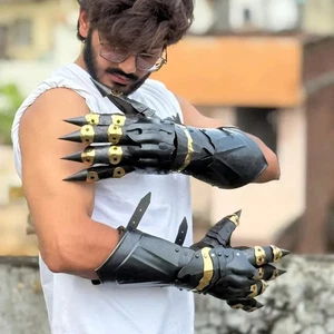 Shadow Nazgul Gauntlets Handcrafted Blackened Brass-Coated Gothic Armor Gloves - Picture 1 of 6