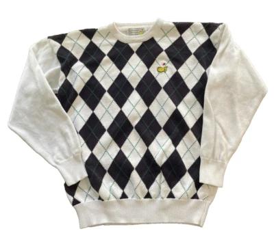 Suéter The Masters Argyle Para Hombre M Verde Azul Blanco Cuello Redondo Augusta National Foto 1 de 4