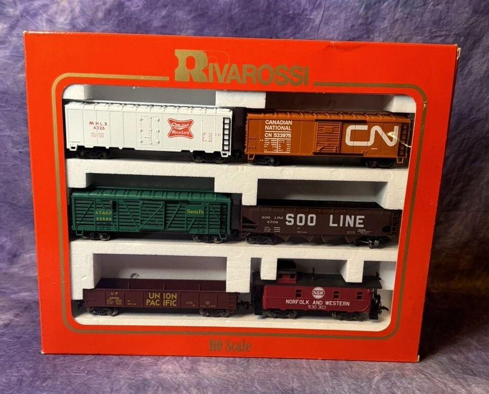 RIVAROSSI Ho Scale 6991 Freight Set Box Gondola Stock Hopper Reefer Caboose - Image 1 of 4