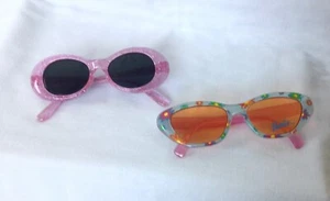 2 Barbie Kids Children Girl Sunglasses Glitter Pink Floral Mattel - Picture 1 of 9
