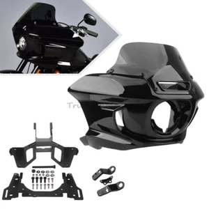 Soporte de parabrisas carenados de faros negro brillante para Harley Softail Low Rider - Imagen 1 de 17