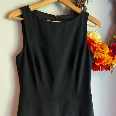 Платье-футляр женское Theory Bergdo Goodman вырез лодочка размер 4 шерстяная смесь черное - Изображение 1 из 4