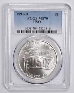 MS70 1991-D USO Commemorative Dollar PCGS Blue Label - Picture 1 of 5