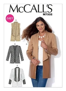 McCall's Easy SEWING PATTERN M7332 Misses' Vest & Jackets XS-M Or L-XXL - Picture 1 of 8