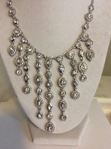 $195 Givenchy Chase Dramtic Crystal Tiered Necklace 205B/t44 - Picture 1 of 8