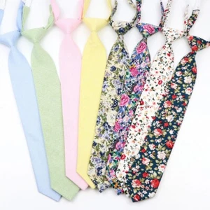 ZONFAZ Solid Flower Boys' School Student Novelty Casual Children's Narrow Tie - Picture 1 of 21