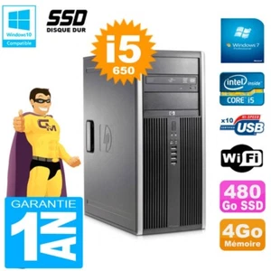 PC HP 8100 TOUR Core I5-650 RAM 4Go SSD 480Go Grabador DVD Wifi W7 - Imagen 1 de 1