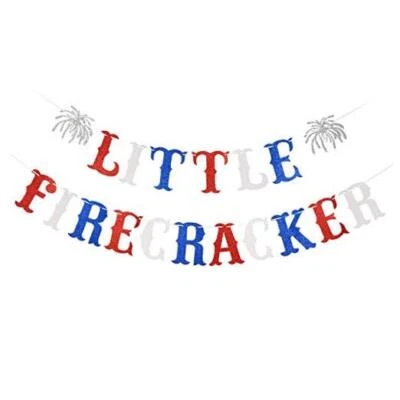 Little Firecracker Banner Rojo Blanco y Azul Brillo - 4 de Julio Baby Shower  Foto 1 de 4