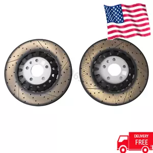 2 Front 375mm Vented Brake Disc Rotors Performance Set For A6 A8 Q Q7 Q8 - Picture 1 of 6