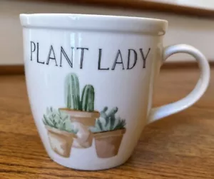 Collins Fresh Original PLANT LADY Coffee Tea MUG Cup White Green EUC - Picture 1 of 10