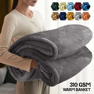 Large Faux Fur Warm Fleece Throw Over Soft Sofa Bed Mink Blanket Double & King - Picture 1 of 131