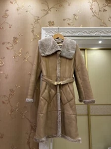 Versace Beige Shearling Fur Coat With Buckled Medusa Belt Very Rare - Picture 1 of 14