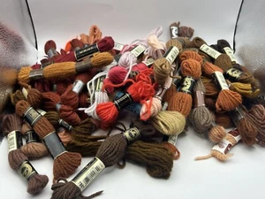 Vintage DMC Anchor TAPESTRY WOOL 8 Meters Skeins Pink Brown Red Tones - Picture 1 of 3