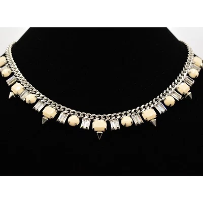 Collar Juicy Couture Hueso Blanco Cristal Baguette Cadena de Picos RARO BinP Foto 1 de 4