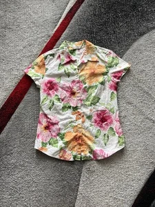 Tommy Bahama Tropical Floral Linen Stretchy Button Front Shirt S - Picture 1 of 3