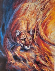 "Lightstalker - Cougar", 11 x 8.5 inches, signed print, on quality matte paper - Picture 1 of 9