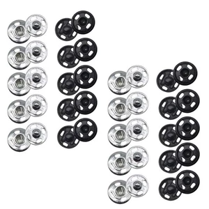 Sew on Snap Metal Fasten Press Button 40 Sets 13mm Silvery Black for Sewing - Picture 1 of 5