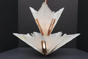 Vintage Art Deco Stil 2 STUFIGER Glas Schirm Deckenleuchte Leuchte Kronleuchter RAR - Bild 1 von 14