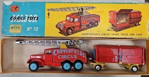 1960s Corgi Gift Set No. 12 Chipperfield's Circus Crane Truck & Cage Trailer - Picture 1 of 13
