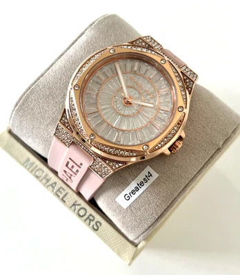 New Michael Kors Lennox MK7334 Pave Glitz Crystal Rose Gold Toned Watch 43 mm - Image 1 of 3