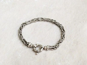 Veronese Sterling Silver Byzantine Bracelet Link Chain 8" Italy - Picture 1 of 14