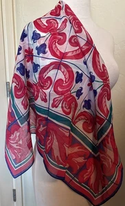 Ginnie Johansen Vintage Schal Baumwolle Quadrat Mehrfarbig Lebendige Farben - Bild 1 von 5
