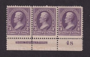 1894 Jackson 3c Sc 253 plate no. strip MH full OG CV $475 (YY - Picture 1 of 2