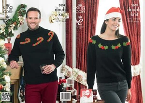 King Cole Knitting Pattern - Christmas Sweaters - 3809 - Picture 1 of 2