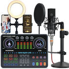 Studio Recording Kit Condenser Microphone Podcast Mixer Equipment Earphone Set