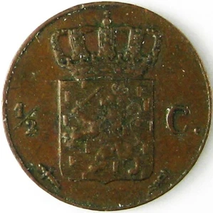 1862  Netherlands  1/2 Cent  XF  Km# 90 - Picture 1 of 2