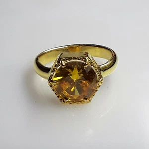 Anillo de zafiro amarillo enchapado en oro amarillo natural de 5,25 quilates de plata esterlina 925 hecho a mano - Imagen 1 de 6