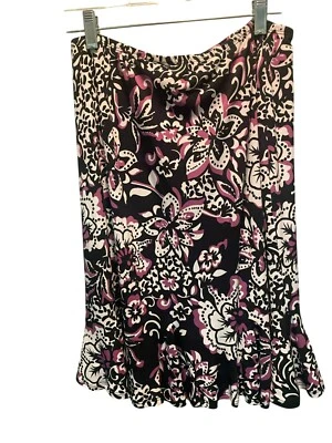 Маленький изысканный женщин черный белый розовый цветочный печать юбка размер S с оборками - Изображение 1 из 4