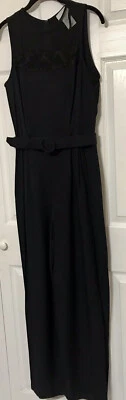 Vintage Black Sleeveless Belted Jumpsuit Scarlett 12M Made In USA Lace Dressy - Image 1 of 4