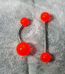 PIERCING OMBELICO+LINGUA NAVEL BELLY BAR+TONGUE BAR 316L SURGICAL STEEL ORANGE - Imagen 1 de 1