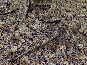 Cotton Poplin Fabric Navy Paisley - Sold Per Metre