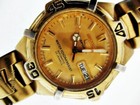 SEIKO 7S36 MENS SEE THRU AUTO DAY DATE GOLD DW1458 EU SHIP SERVICED WATCH 