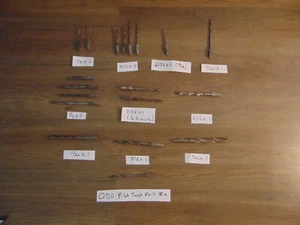 Lot of 19 Vintage Antique Twist Drill Set For Hand Brace Auger Drill USA Tool - Picture 1 of 15