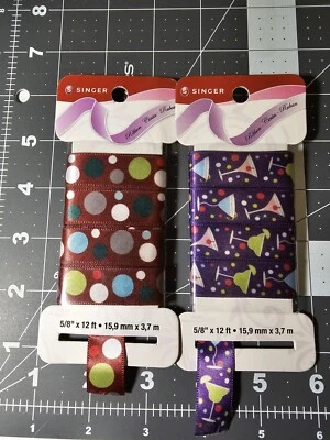 Singer Satin Ribbon - 5/8-Inch by 12-Feet  - Lot of 2 Separate Patterns  - Image 1 of 4