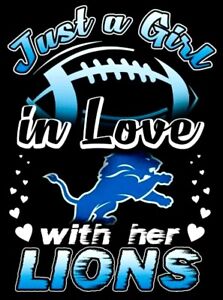 (2) Just a Girl in Love with Her Detroit Lions Vinyl Stickers 4.75x3.5 Car Decal