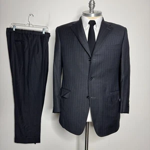 Samuelsohn Men’s Suit - Gray Stripe Jacket 43R & 37W Pants Wool - Picture 1 of 15