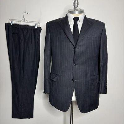 Костюм мужской Samuelsohn - серая полоса куртка 43R и 37W брюки шерсть - Изображение 1 из 4