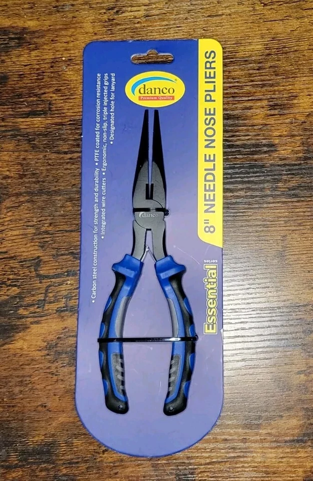 Alicates para nariz de aguja recubiertos de PTFE de acero al carbono Danco Sports de 8" fuertes y duraderos Foto 1 de 1