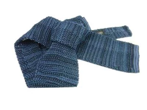 Cravate Jersey Soie Tricot Made IN Italy Cravate Bleu Sombre Extra Fine - Imagen 1 de 2