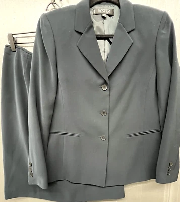 Kasper Falda Traje Mujer 8P Azul 2 Piezas Forrado Blazer Chaqueta Carrera Oficina Foto 1 de 4