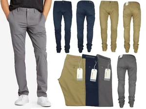 Herren Chinohose Stretch schmale Passform Freizeitjeans Designer D.Skins Vintage Hose - Bild 1 von 10