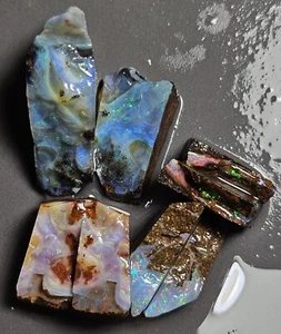 Boulder Opal Rub Split Pair Parcel Lapidary 70.8 Carat Rough From Winton - Foto 1 di 24